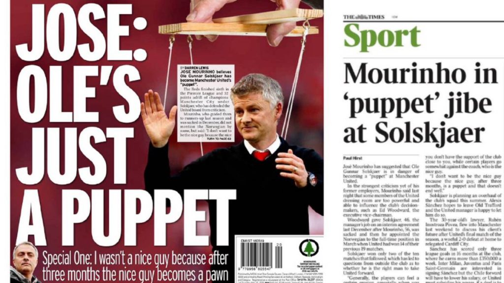 Mourinho ataca: "Solskjaer es una marioneta"