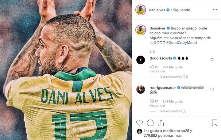 Dani Alves busca trabajo por Instagram