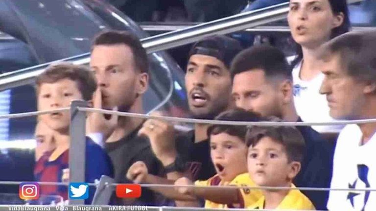 Hijo de Messi hace enojar a su papá y Luis Suárez ¡por celebrar remate del Betis