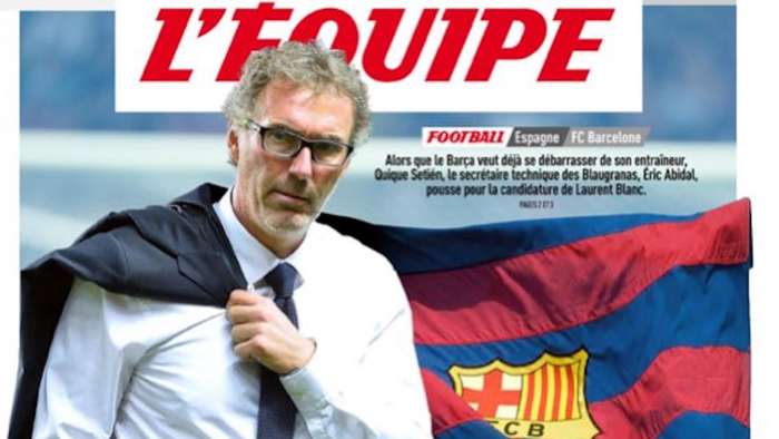 L'Equipe pone a Laurent Blanc como sutituto de Quique Setién en el Barcelona
