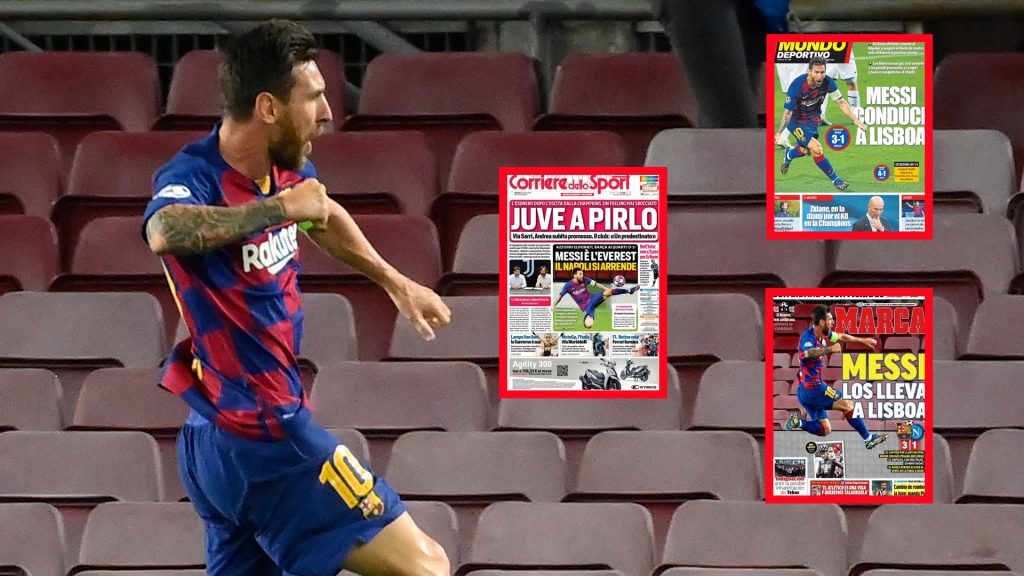 Messi acapara las portadas tras la victoria del Barcelona ante el Nápoles