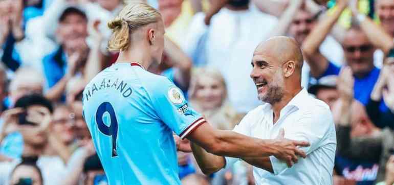 Pep Guardiola reveló qué le dijo a Erling Haaland tras su primer hat-trick en la Premier League