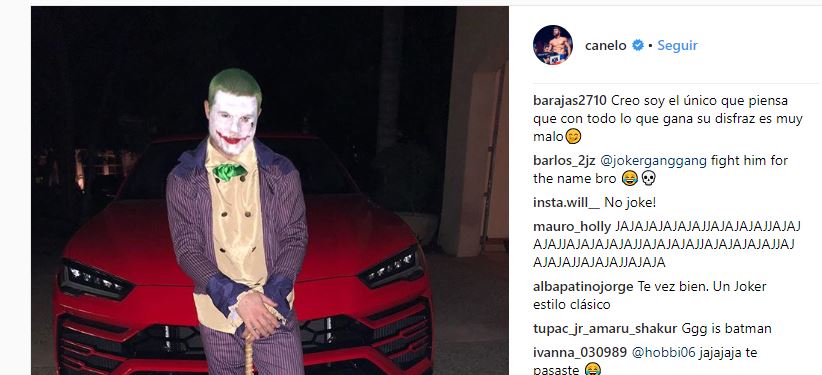 “Canelo” publicó en su cuenta Instagram su disfraz de Joker